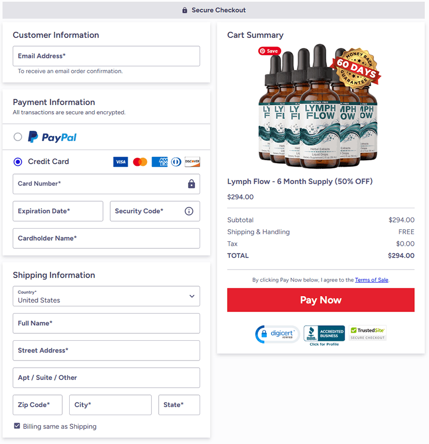 Lymph Flow Secured Checkout